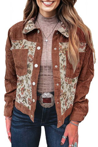 Retro Floral Patchwork Shirt Style Jacket