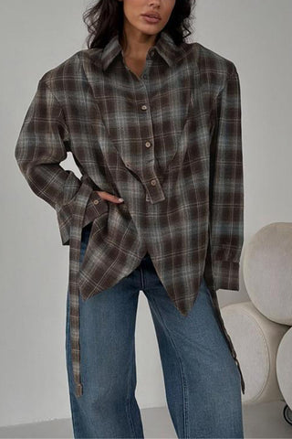 Plaid Button-Front Shirt