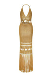 Halter Crochet Fringe Cover-Up Dress