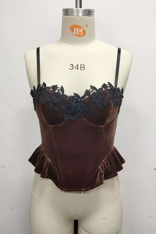 Lace-Trimmed Corset Cami Top