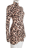 Leopard Print Ruched Casual Dress