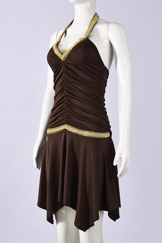 Embellished Halter Ruched Mini Dress
