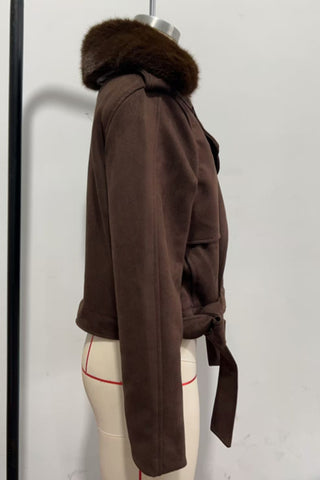 Chic Shearling-Collar Jacket