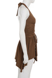 Halter Neck Ruched Casual Dress