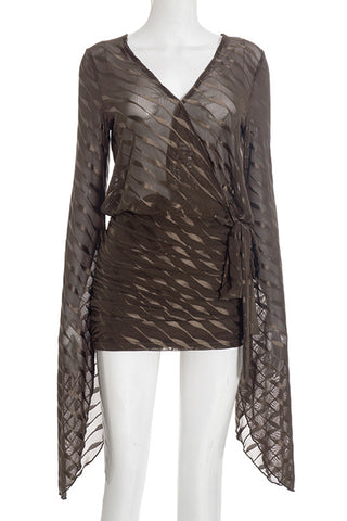 V-Neck Tie-Front Casual Dress