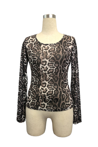 Sheer Leopard Long Sleeve Top