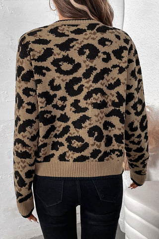 Tie-Front Leopard Cardigan