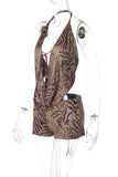 Halter Tie Backless Shorts Set