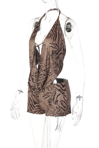 Halter Tie Backless Shorts Set