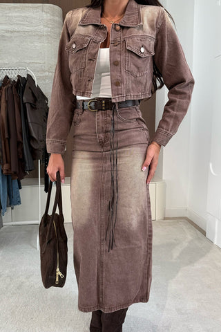 Chic Denim Skirt and Jacket Set