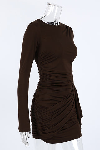 Ruched Long-Sleeve Bodycon Dress