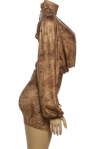 Draped Front Printed Mini Dress