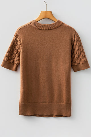 Textured Knit Short Sleeve Sweater
