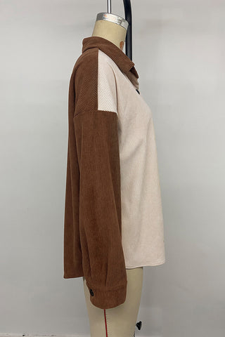 Button-Front Contrast Panel Shirt