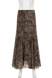 Paisley Print Flared Midi Skirt