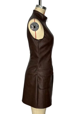 Zip-Front Sleeveless Casual Dress