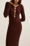 Keyhole Front Ribbed Casual Dress