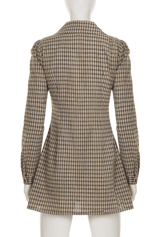 Button-Front Plaid Casual Dress
