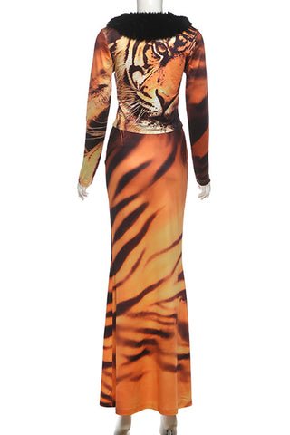 Statement Tiger Print Skirt Set