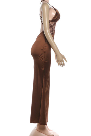 Strappy Lace Evening Dress