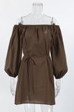 Off-Shoulder Balloon Sleeve Dress