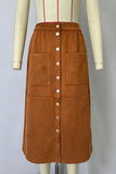 Button-Down Midi Skirt with Pockets