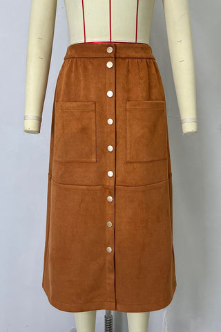 Button-Down Midi Skirt with Pockets