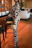 Zebra Print Button-Front Pants Set