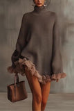 Ruffle Trim Sweater Dress