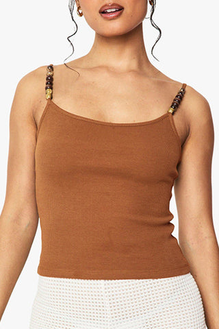 Ribbed Cami with Beaded Straps