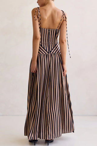 Striped Maxi Dress with Tie Straps
