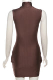 Sleeveless Mock Neck Evening Dress