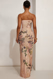 Strapless Floral Evening Gown