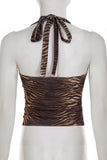 Halter Ruched Cutout Tank Top