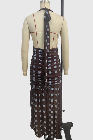 Polka Dot Halter Maxi Dress