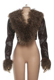 Chic Faux Fur Trimmed Cropped Jacket