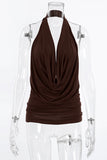 Draped Halter Neck Tank Top