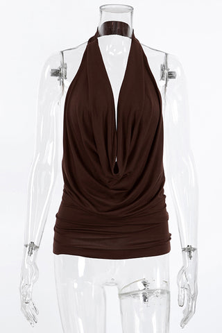 Draped Halter Neck Tank Top