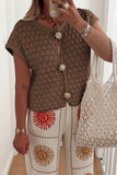 Crochet Button-Front Knit Top