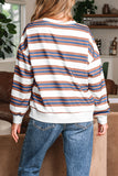 Stripe Crew Neck Drop Shoulder Pullover