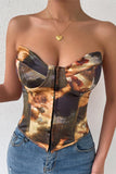 Strapless Artistic Print Corset Top