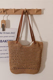 Woven Tote Bag with Leather Handles