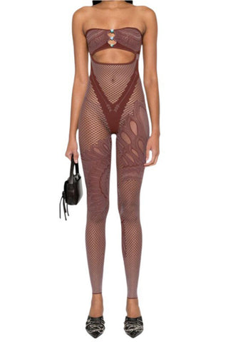 Stylish Cut-Out Mesh Jumpsuit
