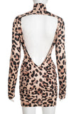 Leopard Print Ruched Casual Dress