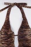 Halter Ruched Cutout Tank Top