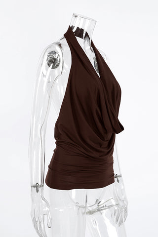 Draped Halter Neck Tank Top