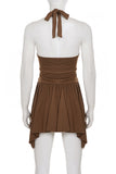 Halter Neck Ruched Casual Dress