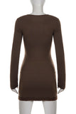 Lace-Trim Long Sleeve Casual Dress