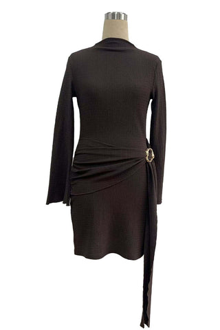 Draped Belted Evening Dress