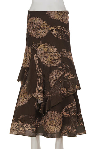 Floral Print Layered Skirt